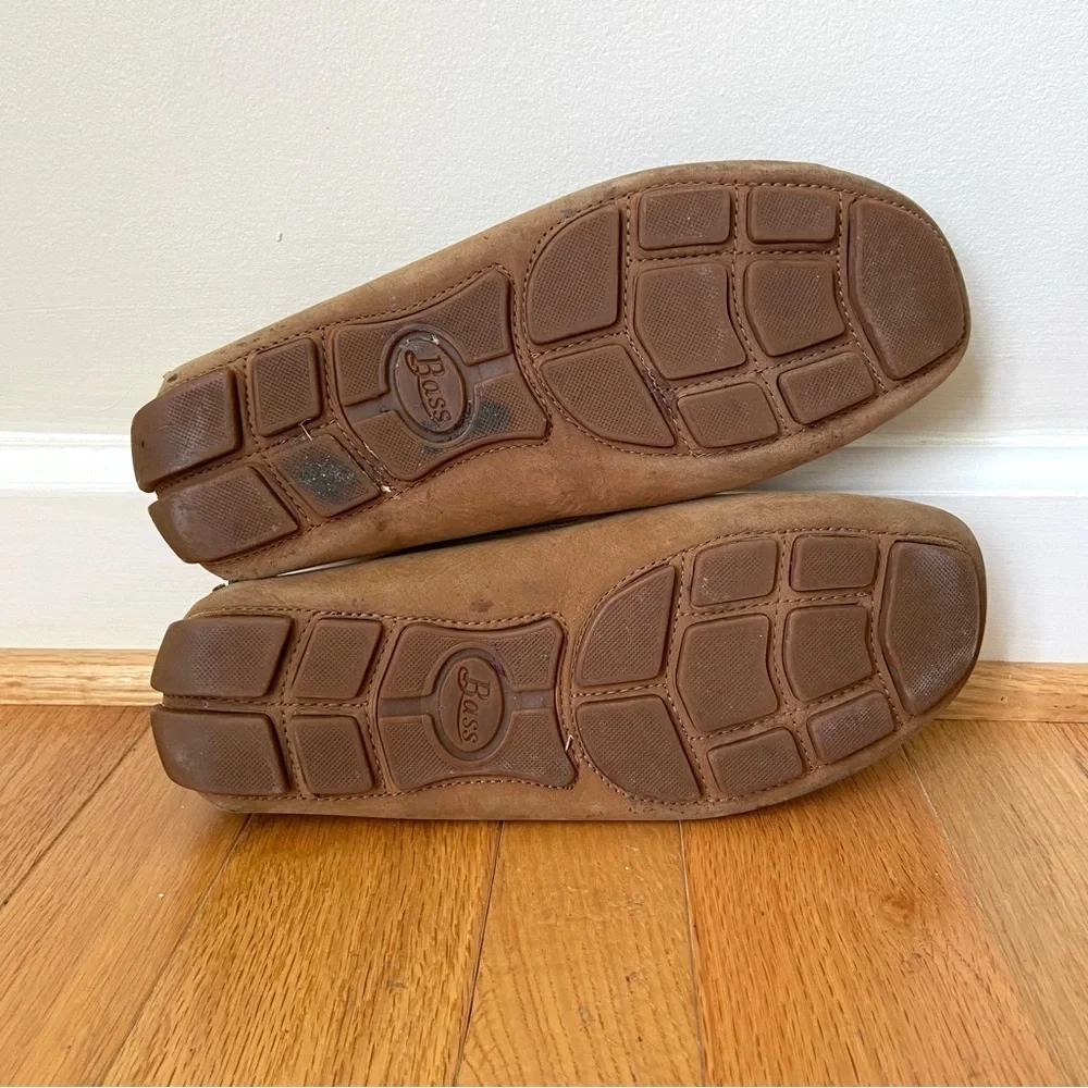 Bass Driving Loafers Men's 7.5 M Brown Leather Slip-On Shoes Old Money Preppy